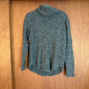 Womens L  Elegant Boho Green And Grey Cotton Knit Turtleneck Sweater: Farm